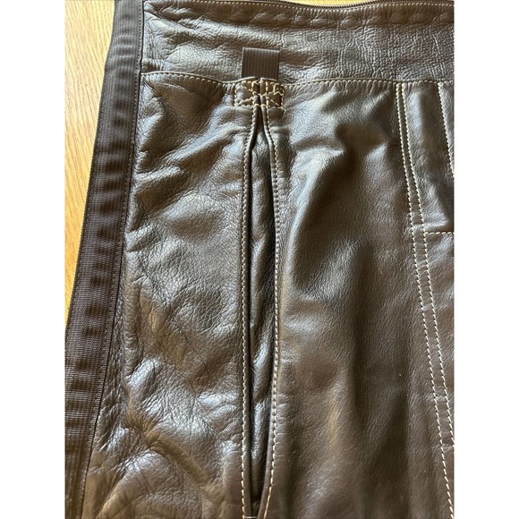 Roots Canada Black Leather Crossbody Bag Messenger gym Bag nylon trim/strap EUC - Picture 3 of 15